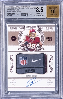 2020 National Treasures Crossover Rookie Patch Autographs Laundry Tag #16 Chase Young Signed Patch Rookie Card (#3/5) - BGS NM-MT+ 8.5/BGS 10